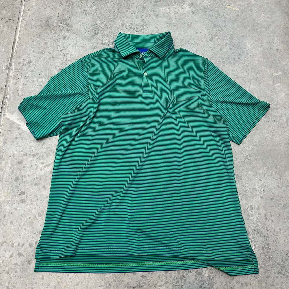 Fairway & Greene Green and Blue Striped Polo Shirt - XL